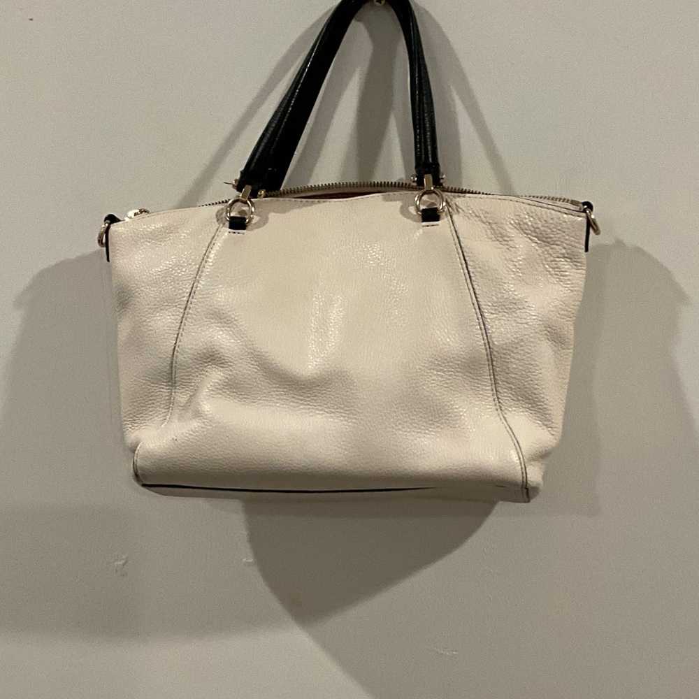 Coach Cream Tote with Black Handles - Picture 8 of 16